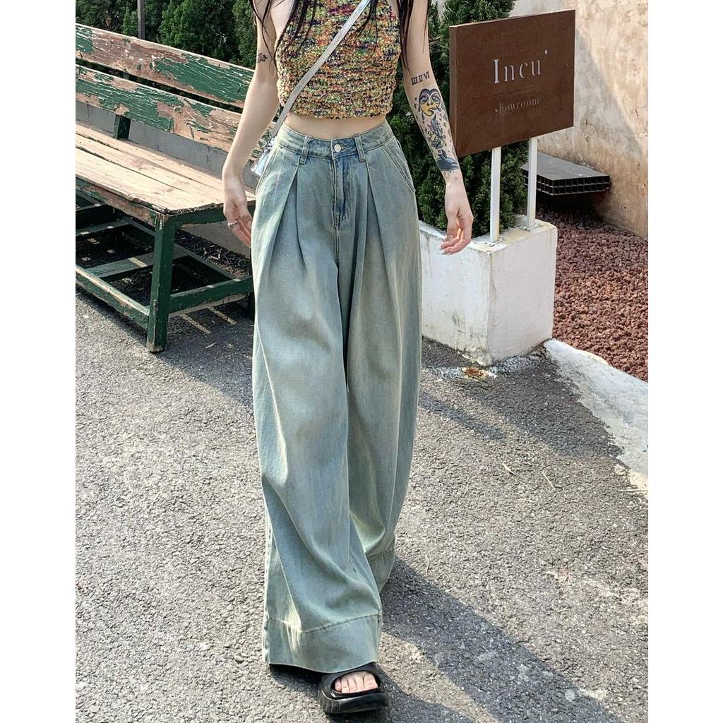 Quần Jean Ống Rộng Lưng Cao Theo Phong Cách Retro 63793