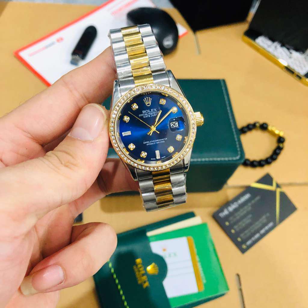 Đồng hồ nam Rolex - viền đá dây kim loại chống nước -rolex Shop