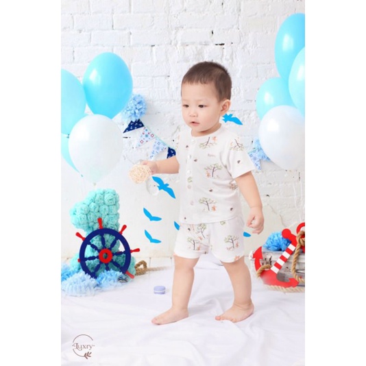 Bộ cộc tay cài thẳng Luxry-Arich vải sợi tre cao cấp