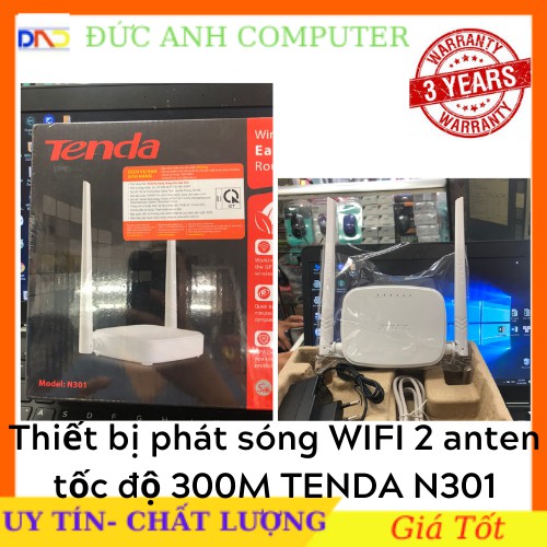 Bộ Phát Sóng Wifi Tenda N301 Chuẩn N 300Mbps- Chính Hãng 100%- Bảo Hành 36 Tháng