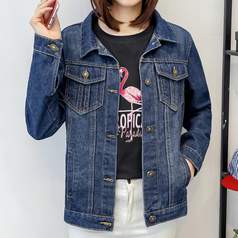 200 Jin fat sister personality fashion denim jacket women's spring and autumn new large size women's clothing slim fit v