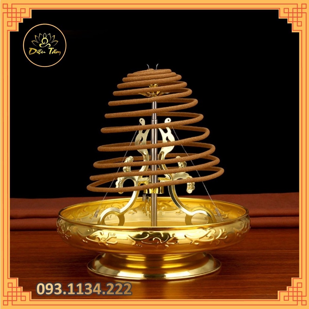Đĩa đốt nhang trầm rồng vàng