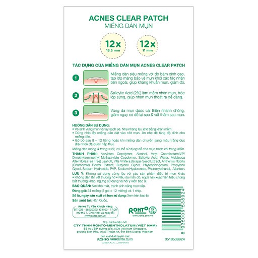 Hộp 24 miếng dán mụn Acnes Clear Patch