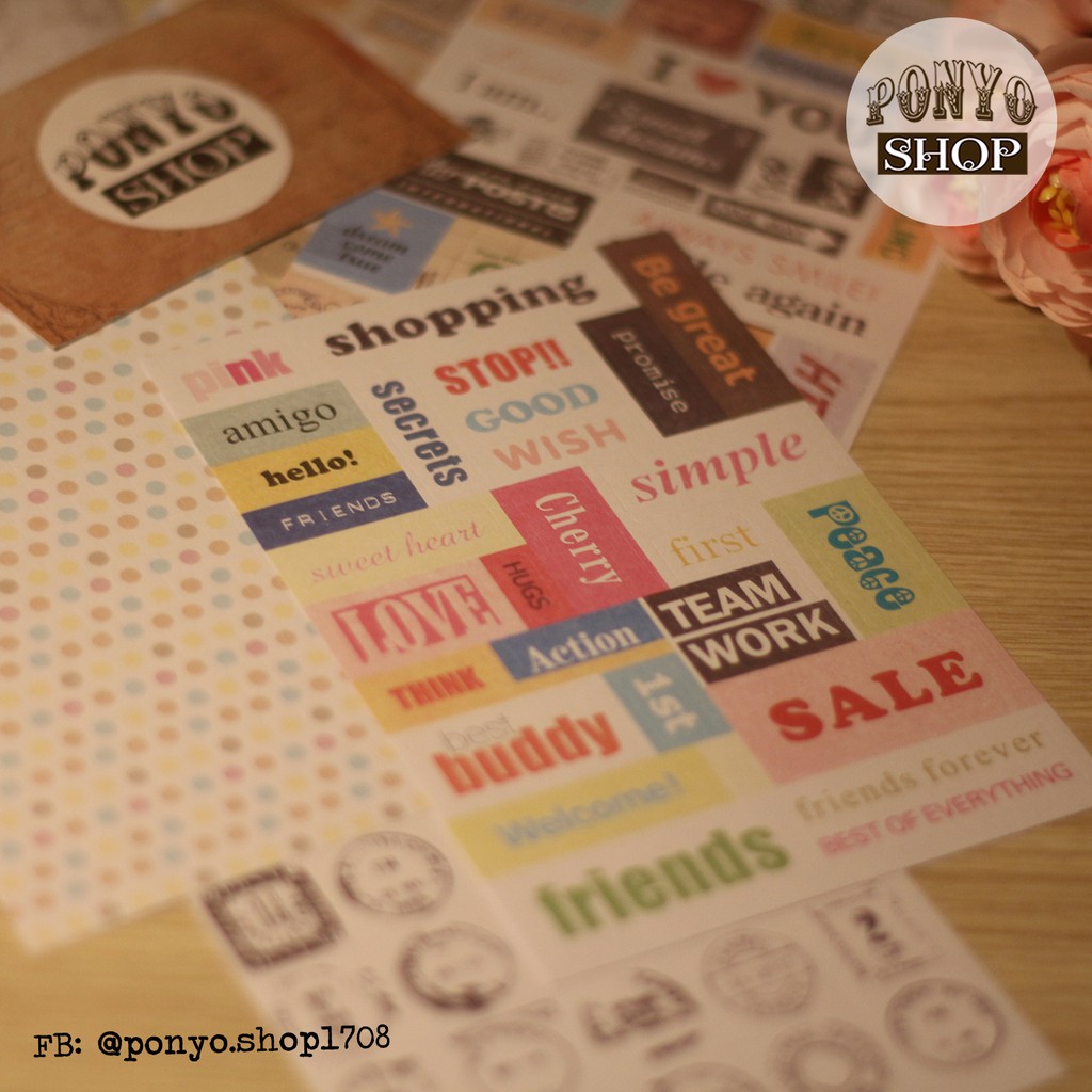 Bộ 6 sticker Message trang trí Handmade