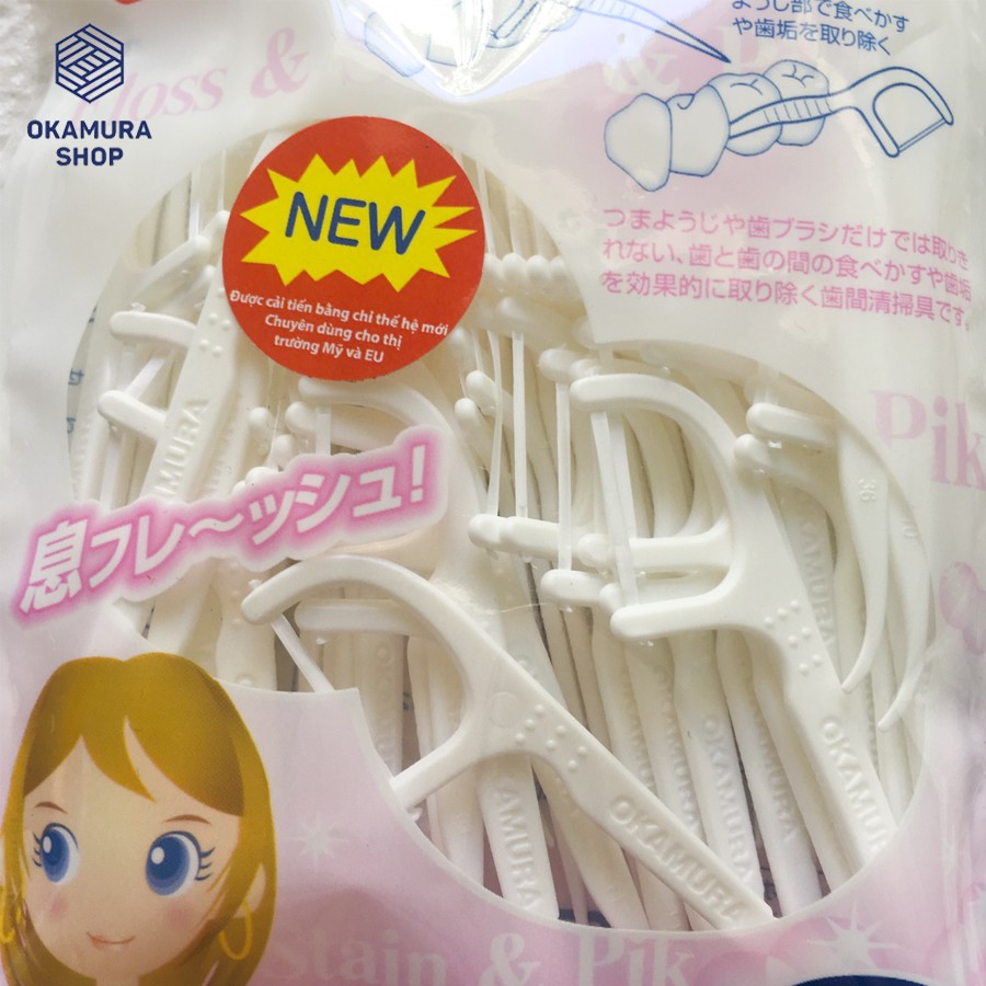 Combo 10 Bịch Tăm chỉ nha khoa Okamura Japan (bịch 80 cây*10)