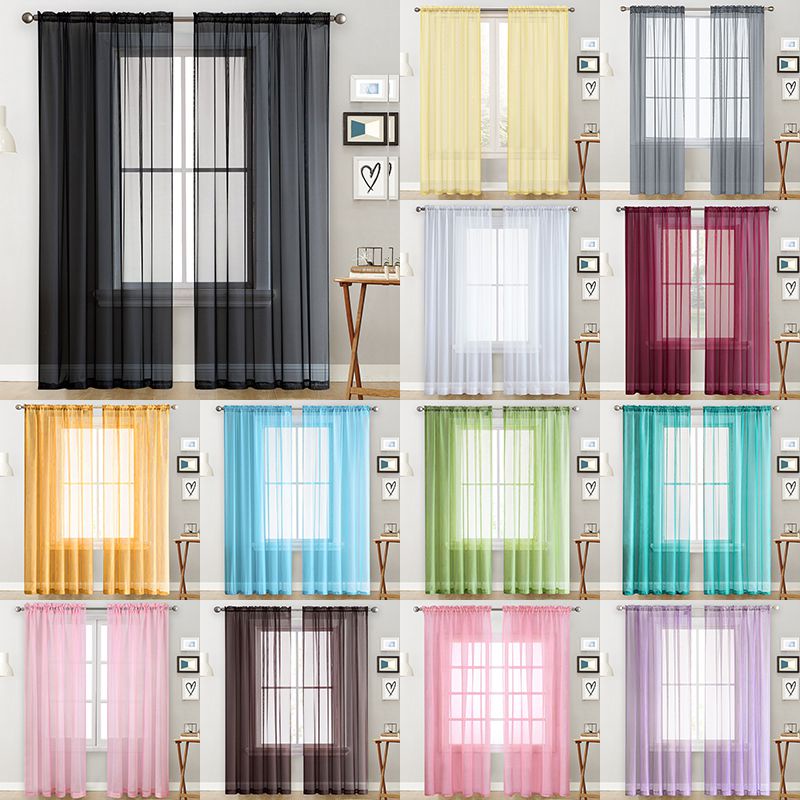 Decotex Bộ 2 Rèm Cửa Sổ Vải Voan Trong Suốt