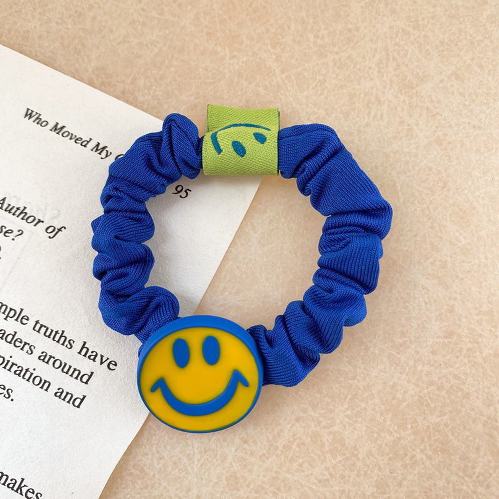 1 Dây Cột Tóc Co Giãn Hình Hoa Mặt Cười Màu Xanh Dương Thời Trang Cho Nữ