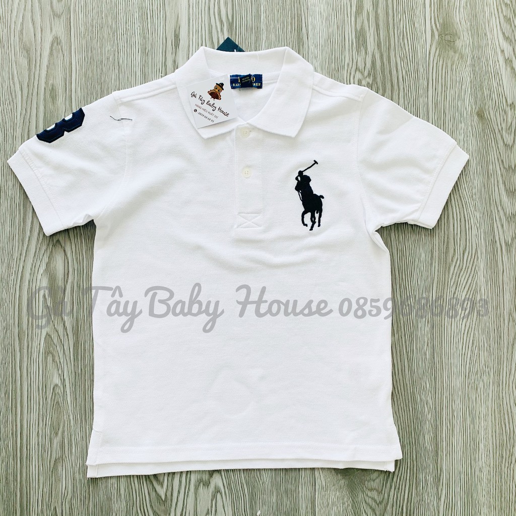 Áo ngắn tay Polo Ralph Lauren trắng thời trang cho bé trai từ 10kg đến 26kg