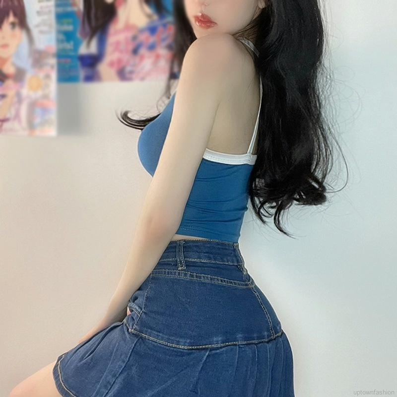 Áo lửng hai dây thêu chữ hở lưng gợi cảm cho nữ