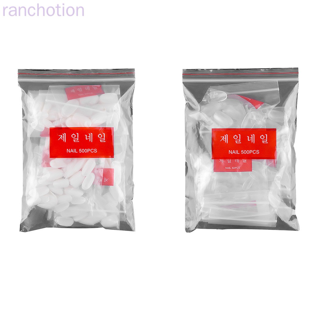 [Hàng mới về] Bộ 500 móng tay giả hình oval ngắn trong suốt tự nhiên | BigBuy360 - bigbuy360.vn