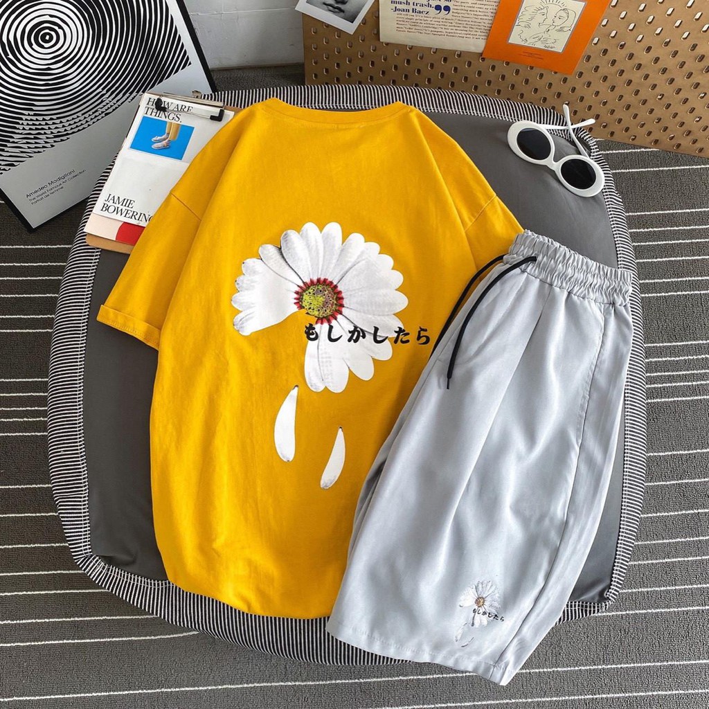 Áo phông form rộng tay lỡ unisex - hình hoa cúc - Sỉ số lượng lớn