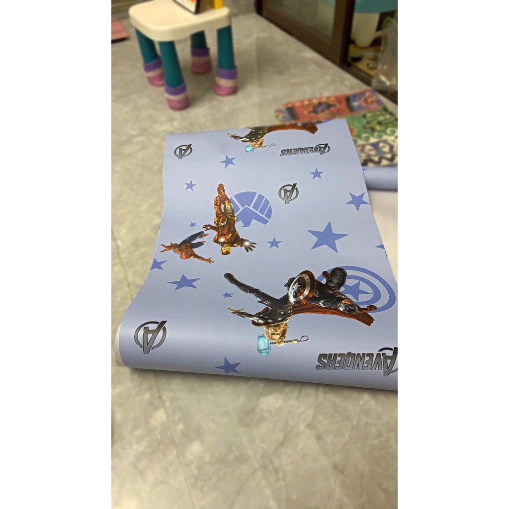 （10M * 0.45m）Giấy Dán Tường Tự Dính Họa Tiết Hoạt Hình Người Nhện  Trang Trí Phòng Ngủ Cho Bé