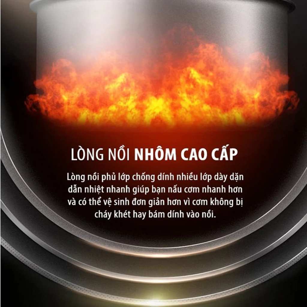 Nồi Cơm Điện SATO 46C011 4.6L, Thiết Kế Sang Trọng Hiện Đai, Lòng Nồi Bằng Hợp Kim Nhôm Phủ Chống Dính Cao Cấp