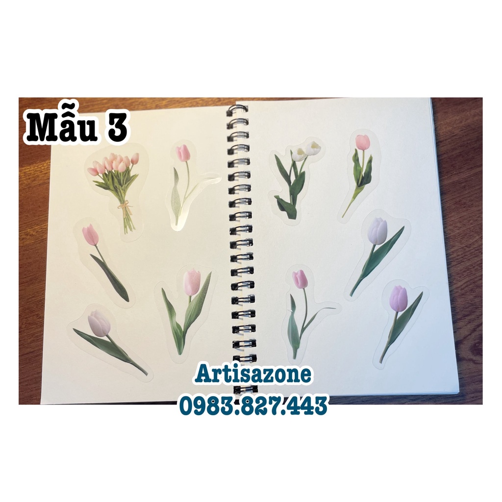 Sticker trong hoa lá mini - Hình dán trang trí - Túi 10 chiếc