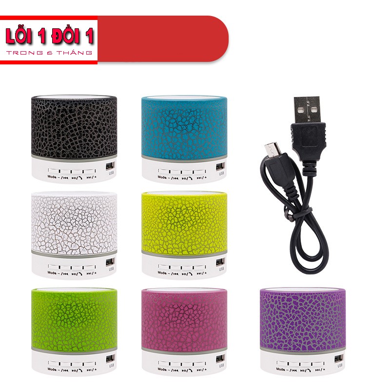 Loa bluetooth mini có đèn LED nhiều màu nháy theo nhạc, cầm tay nhỏ gọn, hỗ trợ USB/FM/AUX/thẻ nhớ TF | Loa mini cầm tay