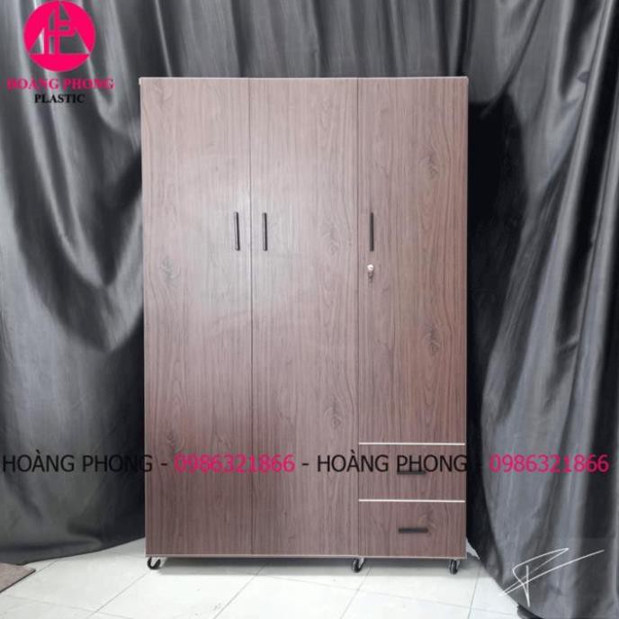 ( HÀNG CHÍNH HÃNG ) Tủ quần áo chuẩn nhựa đài loan 3 cánh vân gỗ ngang 1m22 cao 1m85 miễn phí giao hàng SÀI GÒN
