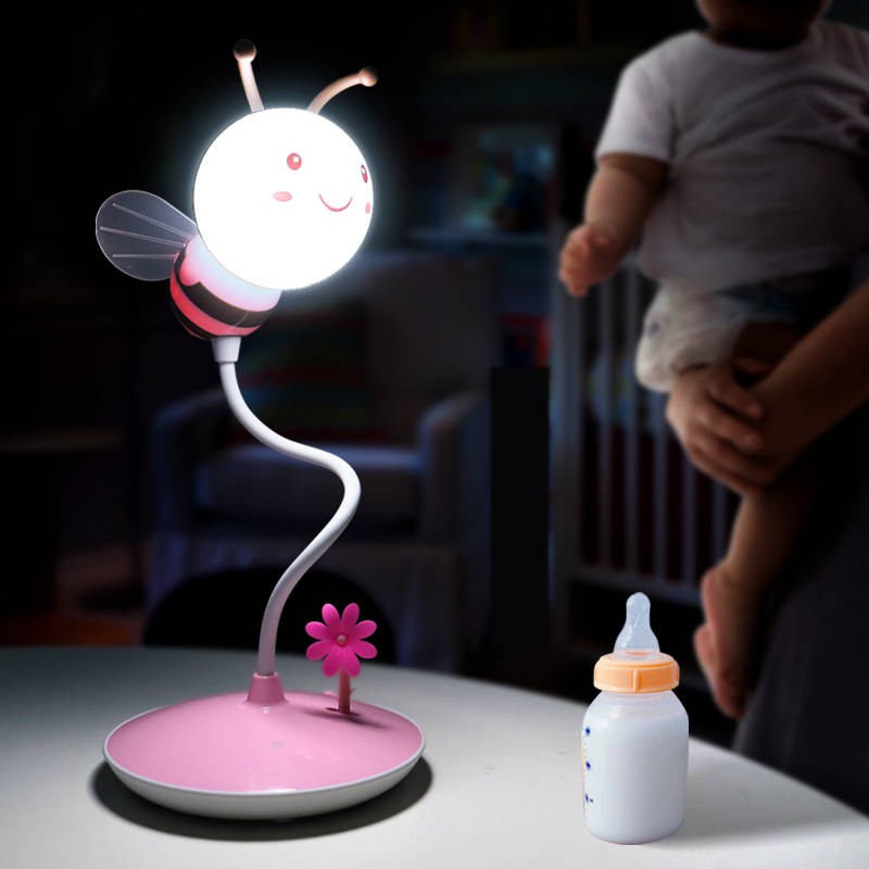 Sơ sinh hoạt hình sạc LED ban đêm ánh sáng điều khiển từ xa mắt phòng ngủ đầu giường tháng bé cho ăn đèn bàn đêm