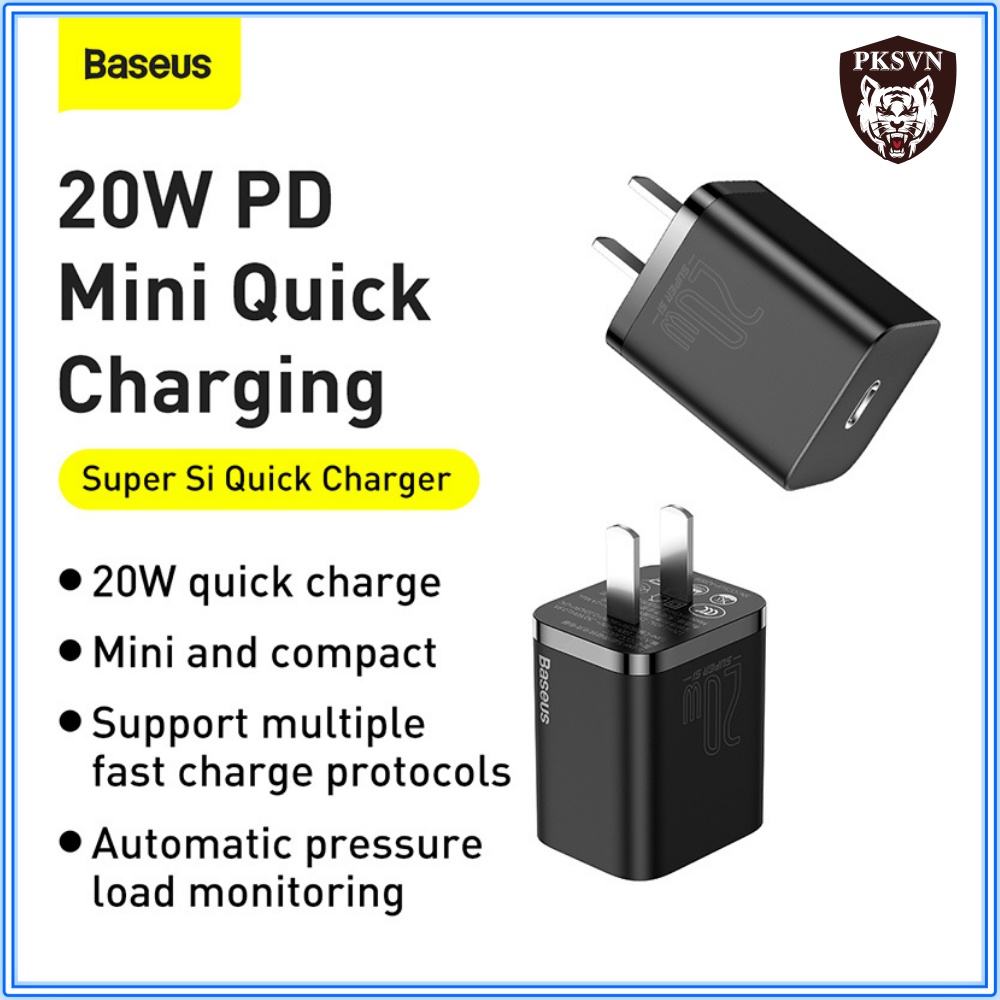 Củ sạc nhanh 20w chính hãng Baseus Super Si chuẩn sạc nhanh PD 20w và QC 3.0 sạc đầy 50% pin chỉ 30 phút - BH 12T