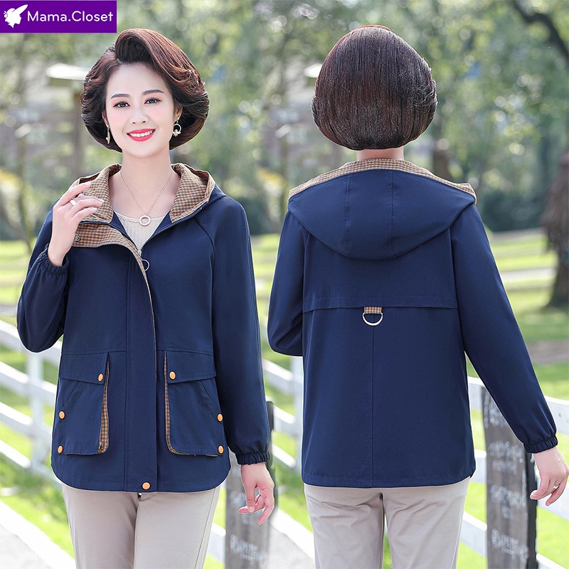 #JX182  ÁO KHOÁC KAKI CÓ MŨ THỜI TRANG TRUNG NIÊN, ĐỒ CHO MẸ, HÀNG QUẢNG CHÂU CAO CẤP SALE 2021