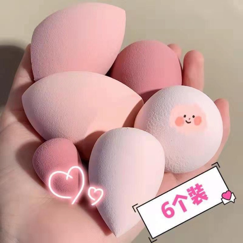 Sét 6 mút trang điểm FREESHIPMút trang điểm tán kem nền hình giọt nước kèm hũ đựng cực xinh (tuyển cộng tác viên)