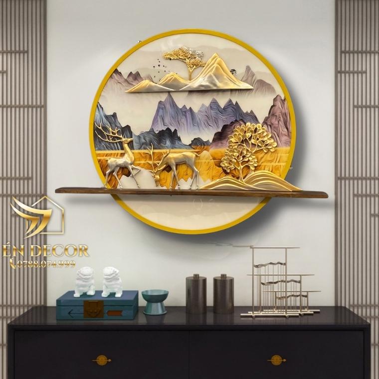 Tranh Phong Cảnh Treo Tường Đôi Hươu Nghệ Thuật, Tranh Sắt TD28 Én Decor