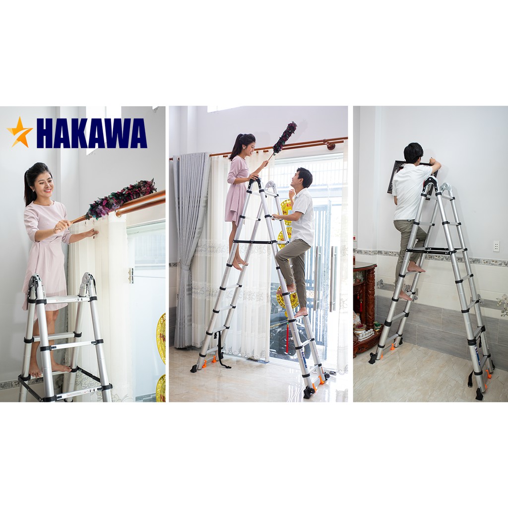 Thang nhôm rút đôi chữ A Hakawa HK-238 3m8