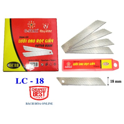 Lưỡi dao trổ, lưỡi dao rọc giấy 9mm, 18mm (Hộp 10 lưỡi)