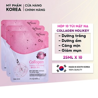 Hộp 10 Túi Mặt nạ giấy chiết xuất từ Collagen làm căng & trắng da Holikey Hàn Quốc 25mlx10