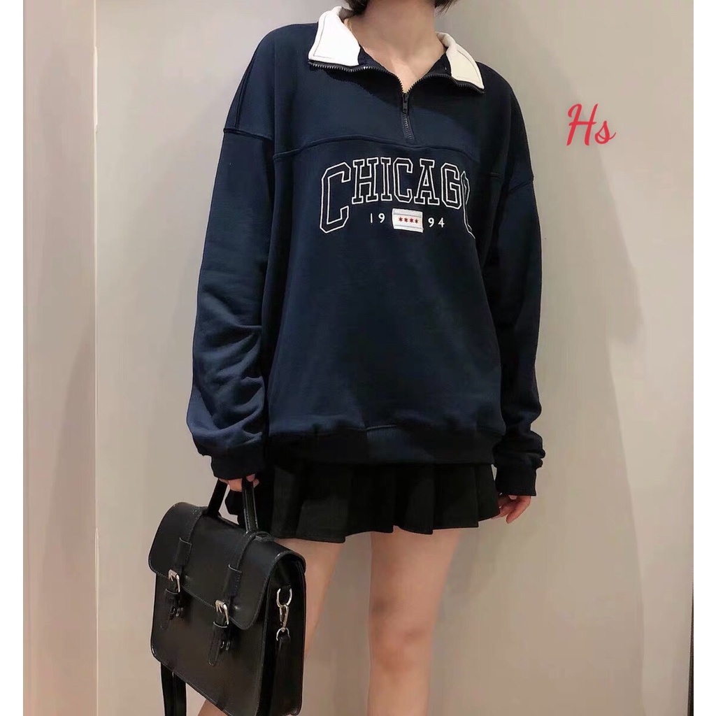 Áo Sweater khoá cổ chicago 1994 Chất Nỉ From Suông Rộng Có Ảnh Thật Và Video mã 681 M.Store