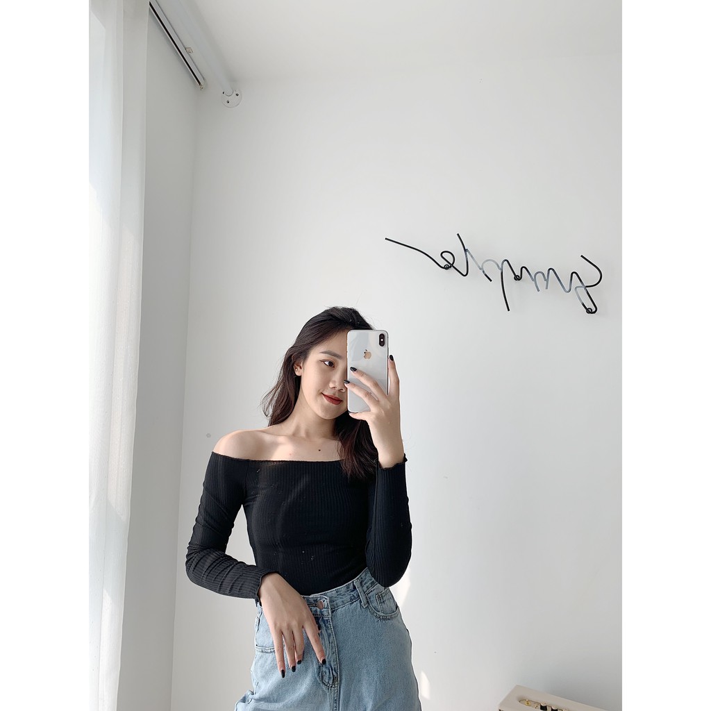 Áo trễ vai thun gân dài tay TKP70 1994closet