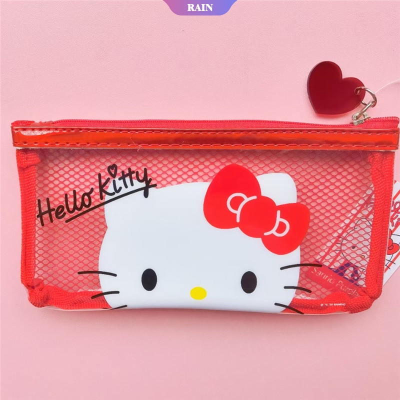 SANRIO Hộp Bút PVC Trong Suốt Họa Tiết Cinnamoroll Hello Kitty Đáng Yêu Kích Thước 20x10.5cm
