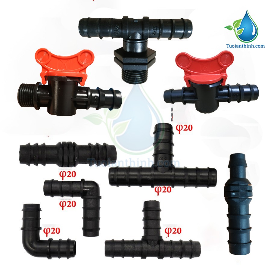 Phụ Kiện Ống LDPE 20mm: Khởi Thủy, Tê, Co, Nối Thẳng, Van Khóa, Van Khởi Thủy