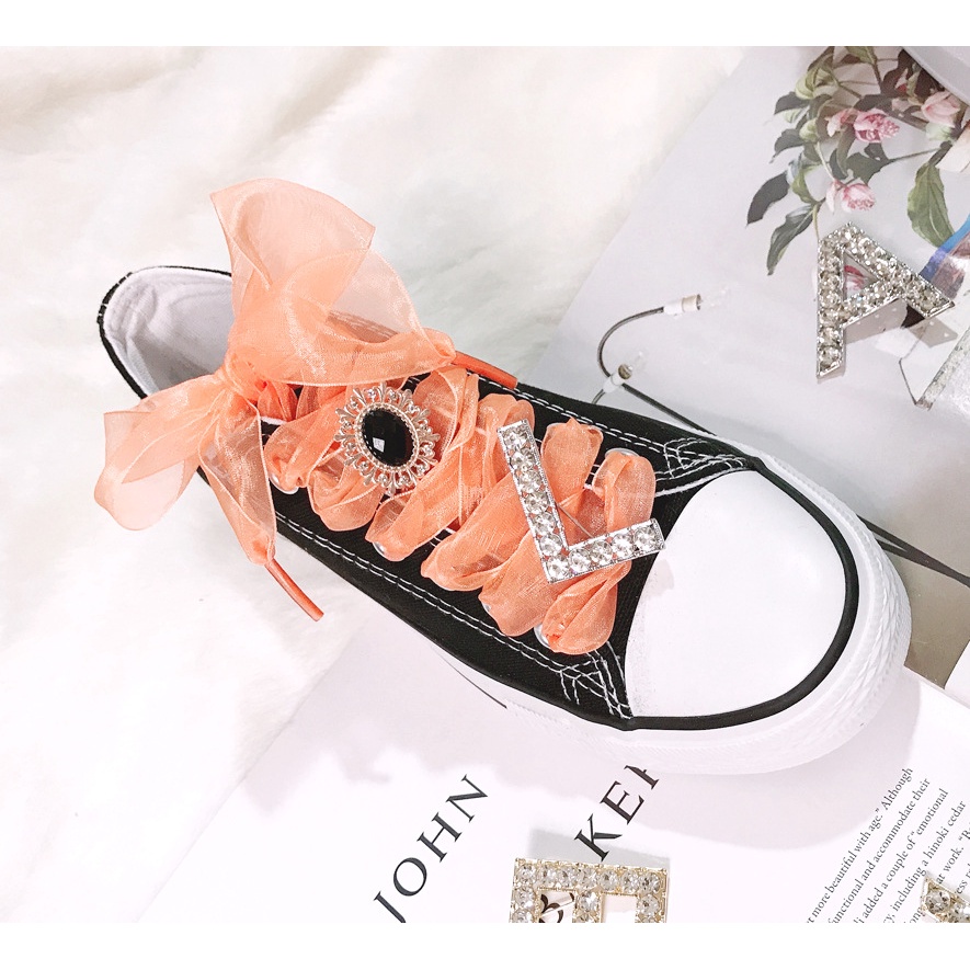 Phụ Kiện Kim Loại Hình Chữ Cái Đính Đá Kim Cương Trang Trí Dây Giày