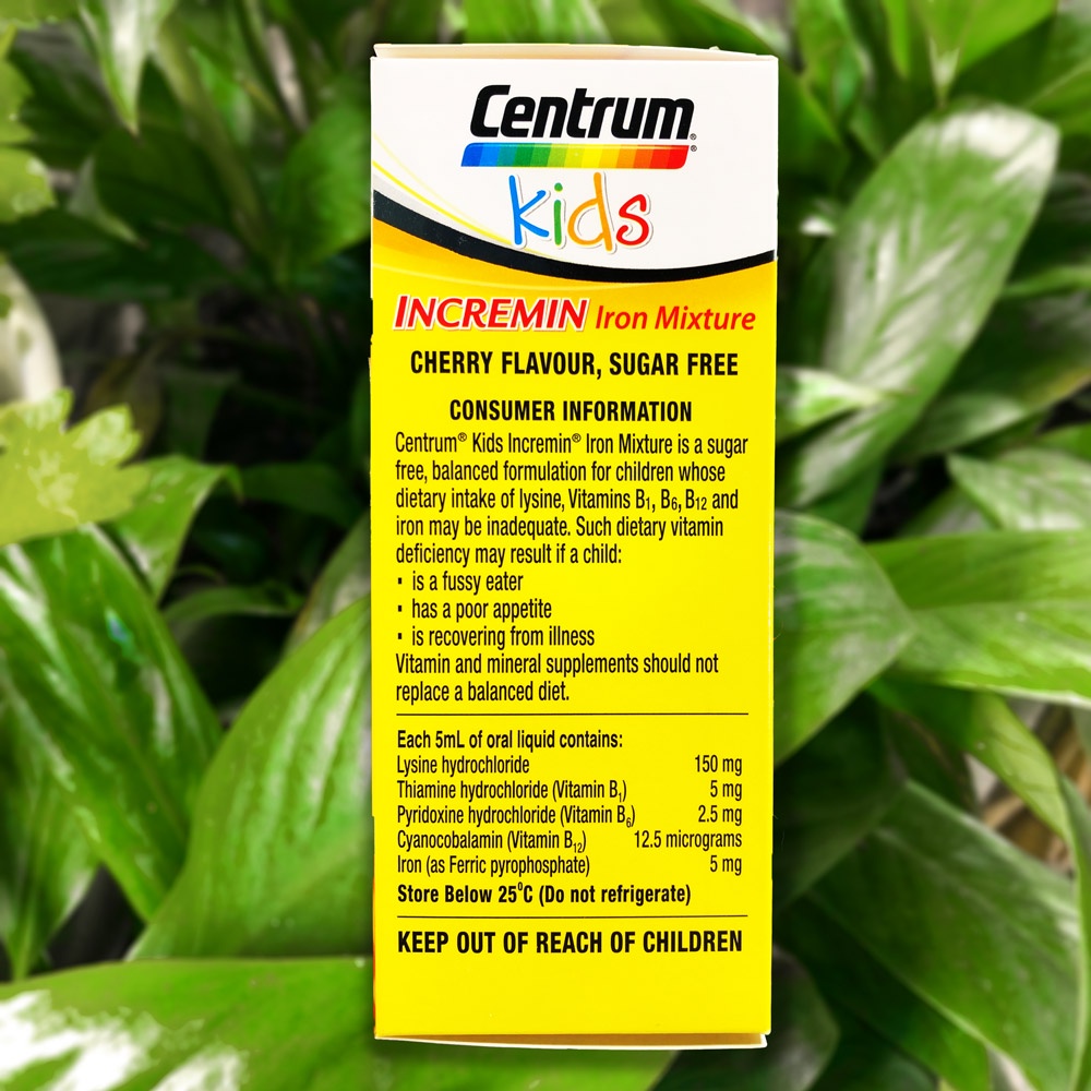 Siro hươu cao cổ Centrum Kids Icremin Iron Mixture 200ml (Úc) giúp hấp thu tốt hơn cho trẻ biếng ăn từ 6M+