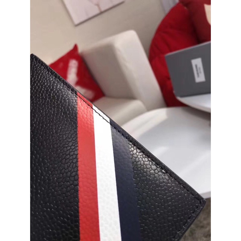 Ví nam dáng gập sọc màu logo hoạ tiết vân da bò cao cấp thom browne