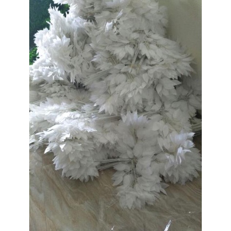 12 canh la si trắng nhập khâu- HOA GIẢ,HOA LỤA