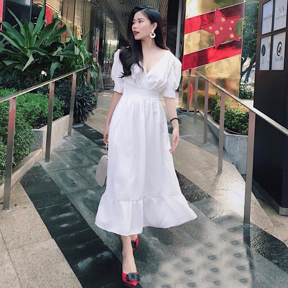 Đầm trắng đuôi cá( KÈM HÌNH THẬT)