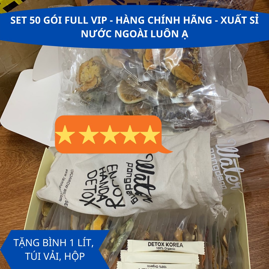 Set 50 gói FULL VIP detox Robimart giảm cân, đẹp dáng -Tặng kèm bình nhựa 1l, túi vải, hộp