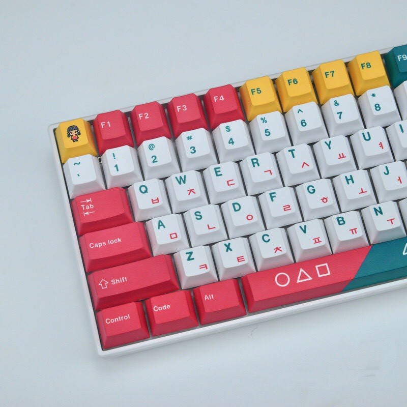 Squid game theme keycap Cherry Profile Korean game keycap PBT Dye sub thăng hoa bàn phím cơ bàn phím keycap 129 phím