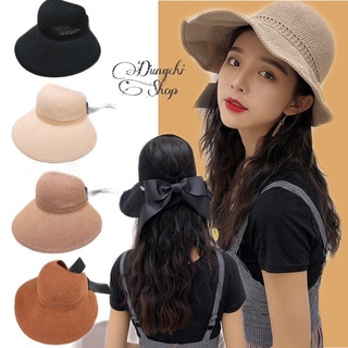 Mũ cói đi biển, Mũ cói rộng vành, Mũ cuộn có nơ đẹp xuất thần dáng vintage sang trọng đẳng cấp