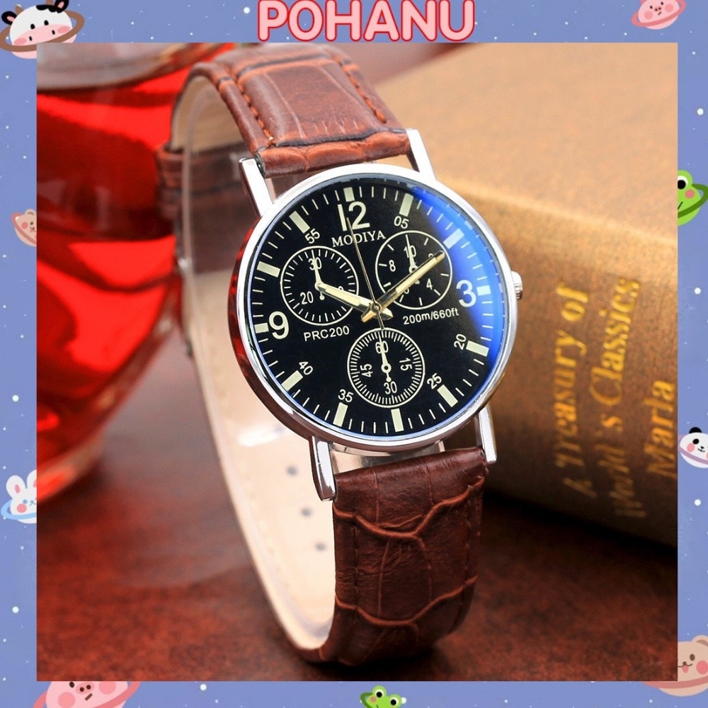 Đồng hồ Pohanu nam dây da đeo tay thời thượng thiết kế cao cấp DH97