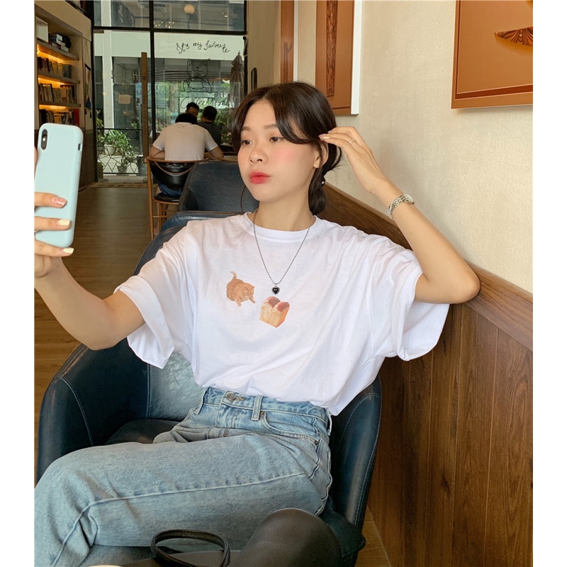 Áo Thun In Hình Mèo Dễ Thương 49116