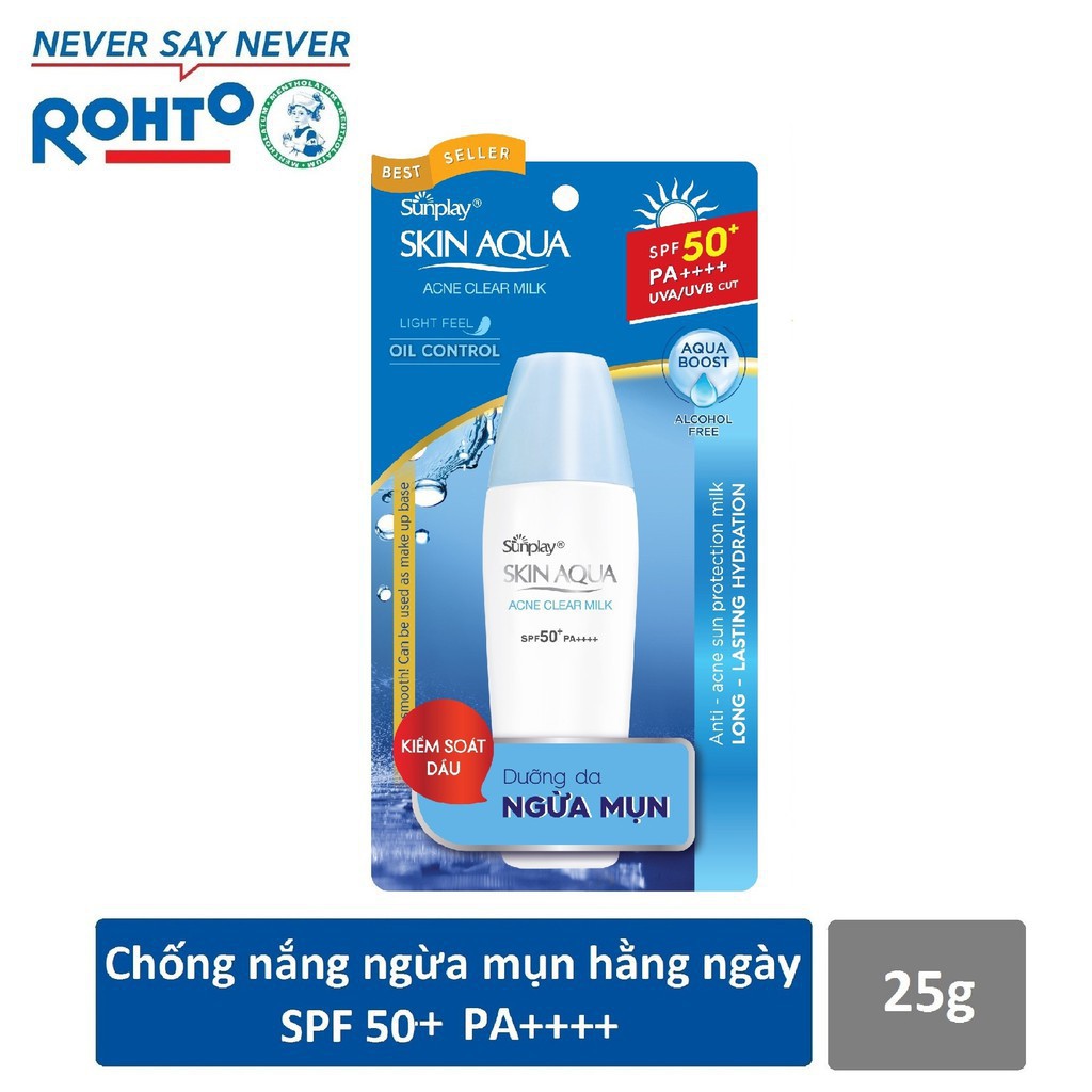 Sữa chống nắng dưỡng da ngừa mụn Sunplay Skin Aqua Acne Clear SPF 50+ PA++++ 25g CHÍNH HÃNG - HT150
