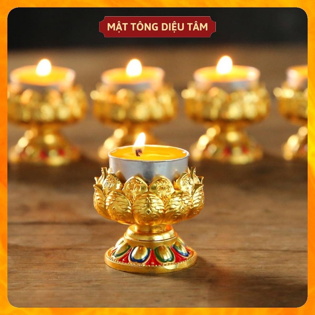 Chân nến thờ hoa sen, chân nến trang trí bàn thờ hợp kim, đồ thờ cúng cúng dường tam bảo Diệu Tâm