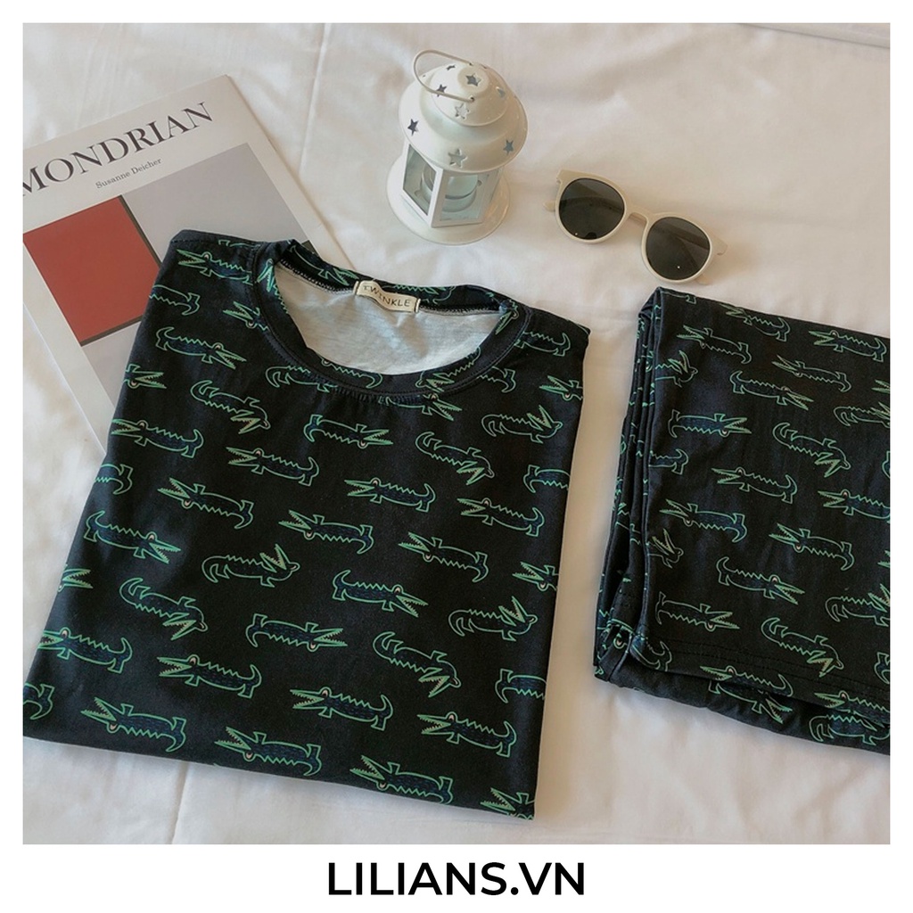 Lilians Bộ đồ ngủ nữ dài tay mặc nhà hoạt hình thun mềm mịn mặc thoáng mát Pijama