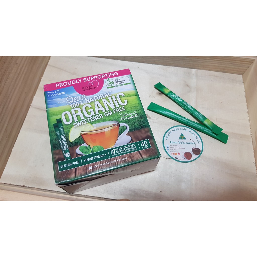 Combo 20 gói - Sugarless organic Stevia (100% chất làm ngọt hữu cơ tự nhiên) - đường ăn kiêng/ tiểu đường/ keto/giảm cân