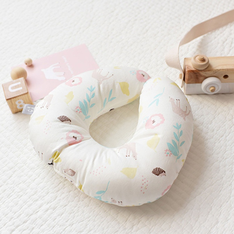 Gối Kê Cổ Chữ U Hai Mặt Bằng Vải Cotton Hỗ Trợ Bé Sơ Sinh Ngồi Trên Xe Hơi