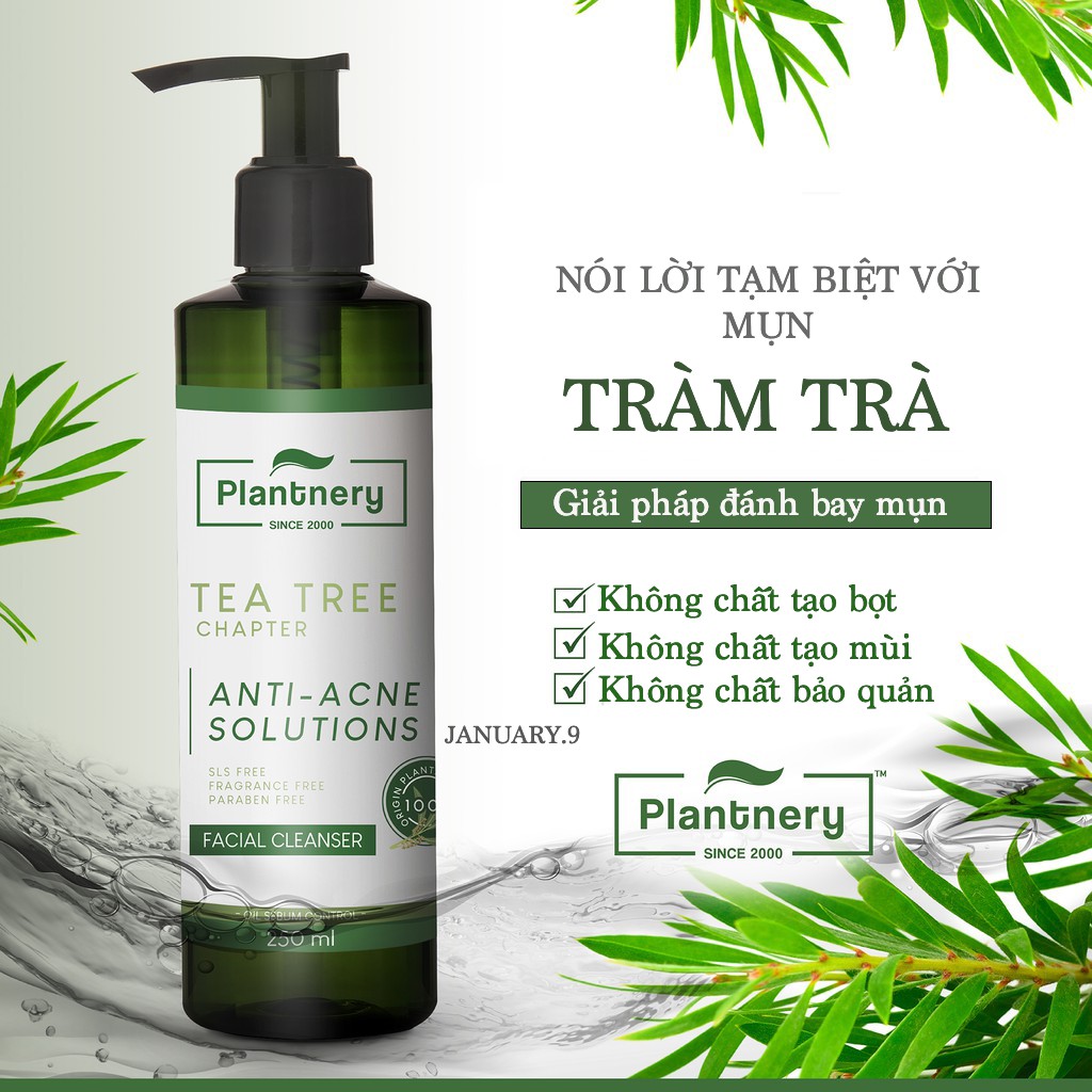 Tonner Plantnery Tea Tree 250 ml. Kiểm soát dầu se khít lỗ chân lông tạm biệt  bã nhờn &amp; mụn