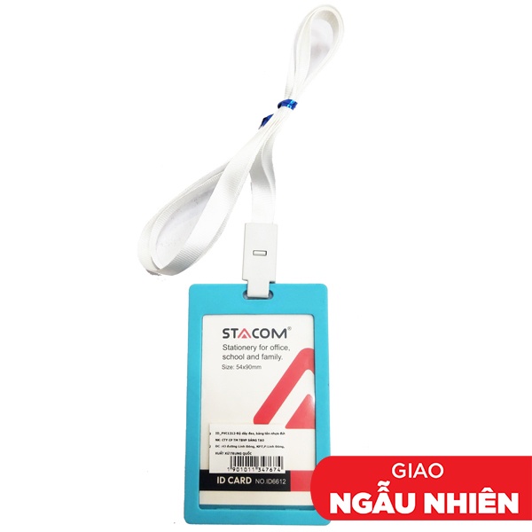 Dây Đeo Kèm Bảng Tên Nhựa Đứng Stacom 6612 - ID-PVC1212 - Màu Xanh Da Trời
