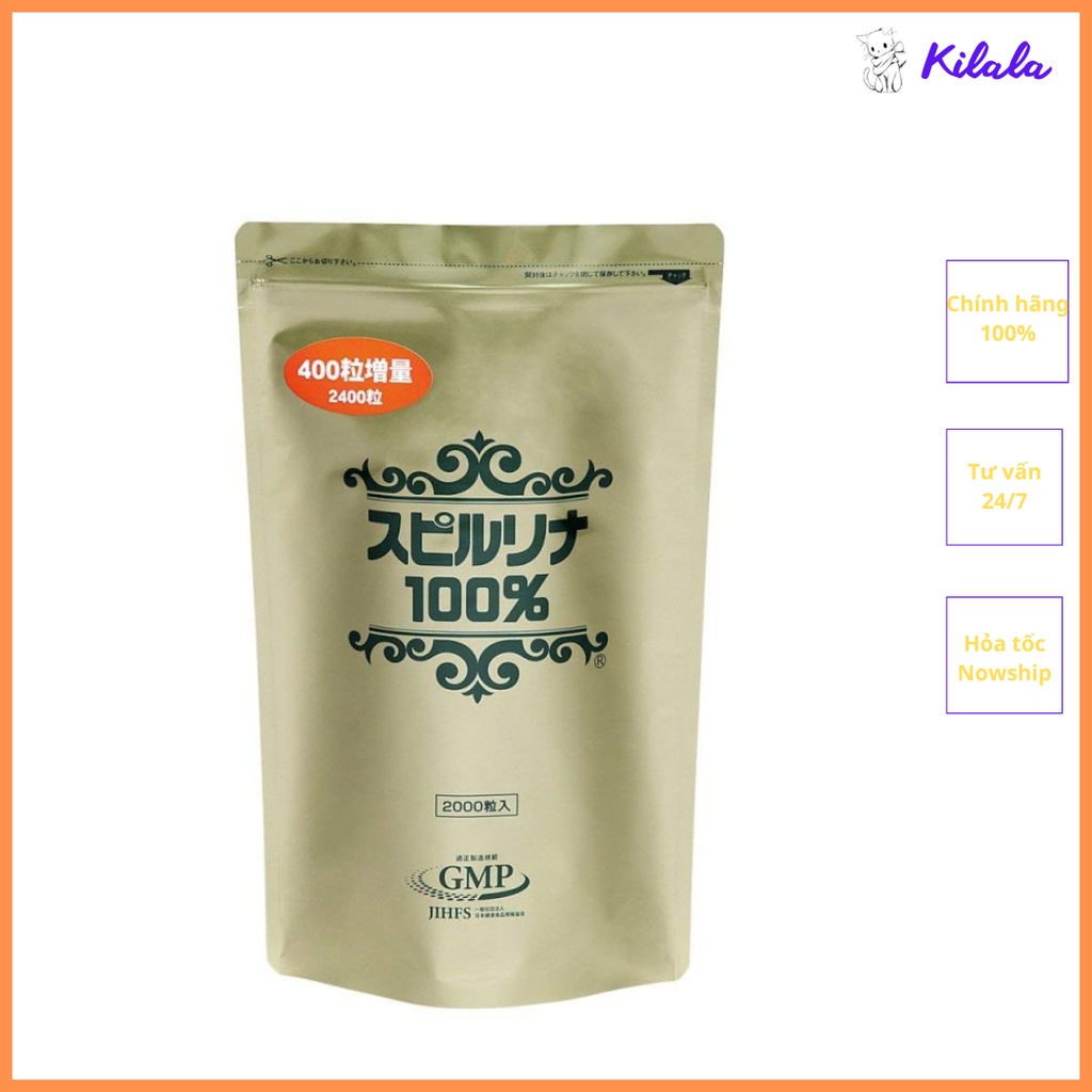 Tảo xoắn Spirulina Algae Nhật Bản dạng túi 2400 viên giá tốt